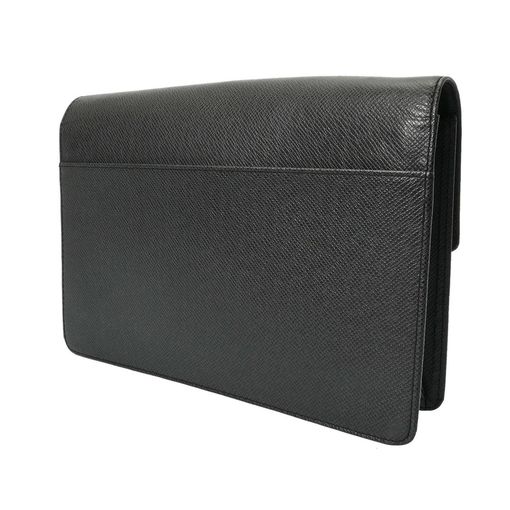 Louis Vuitton Selenga Bag Shoulder Leather Taiga Ardoise Black
